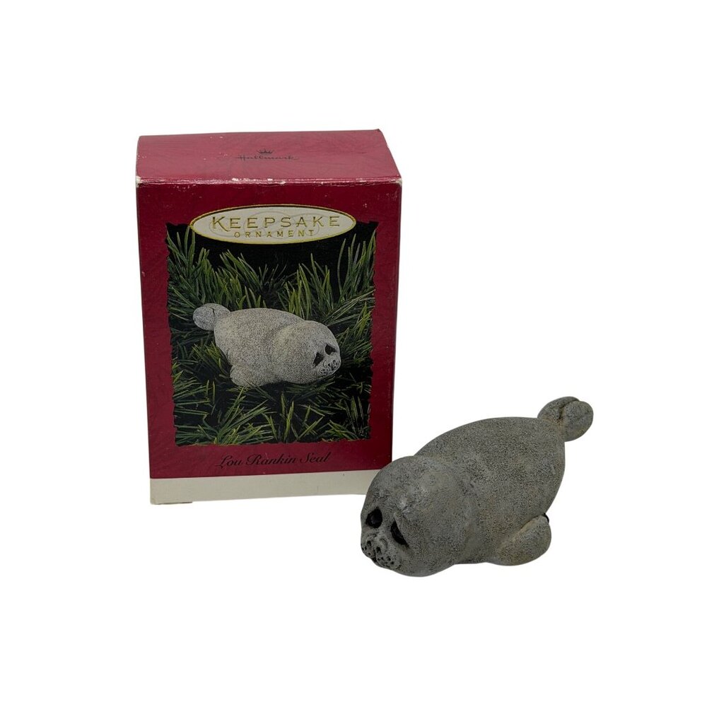 VTG Hallmark‎ Lou Rankin Seal Keepsake Ornament Gray Clip-On Christmas Tree 3.5"
